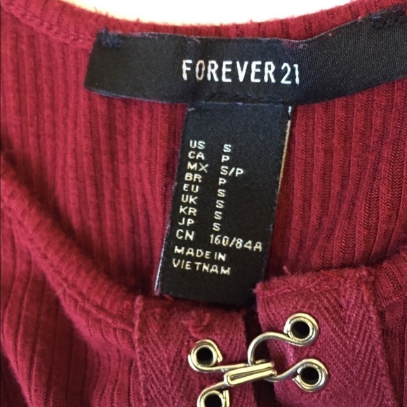 Forever 21 Bodysuit Red Ribbed Sz Small - Picture 5 of 6